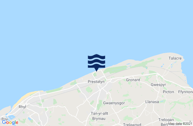 Mapa da tábua de marés em Cwm, United Kingdom