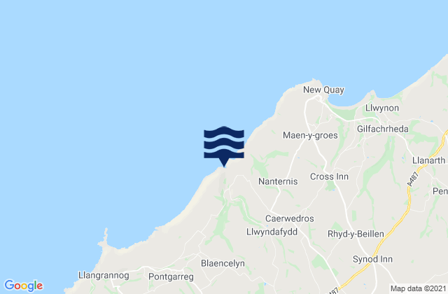 Mapa da tábua de marés em Cwmtydu Beach, United Kingdom
