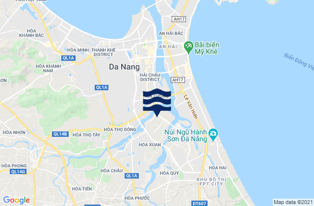 Mapa da tábua de marés em Cẩm Lệ, Vietnam