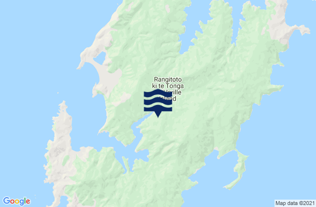 Mapa da tábua de marés em D'Urville Island, New Zealand