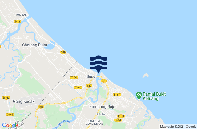 Mapa da tábua de marés em Daerah Besut, Malaysia