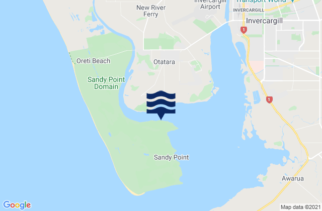 Mapa da tábua de marés em Daffodil Bay, New Zealand