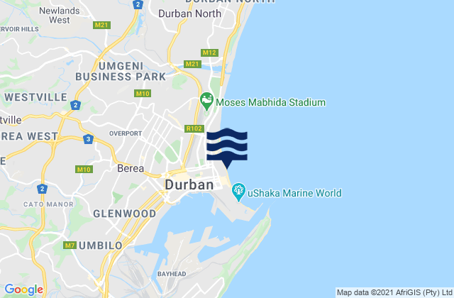 Mapa da tábua de marés em Dairy Beach (New Pier), South Africa