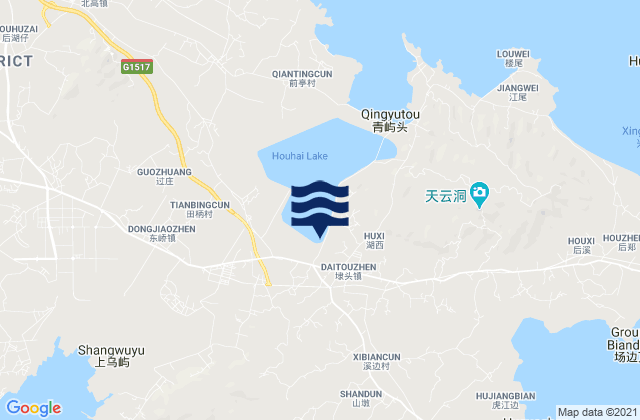 Mapa da tábua de marés em Daitou, China