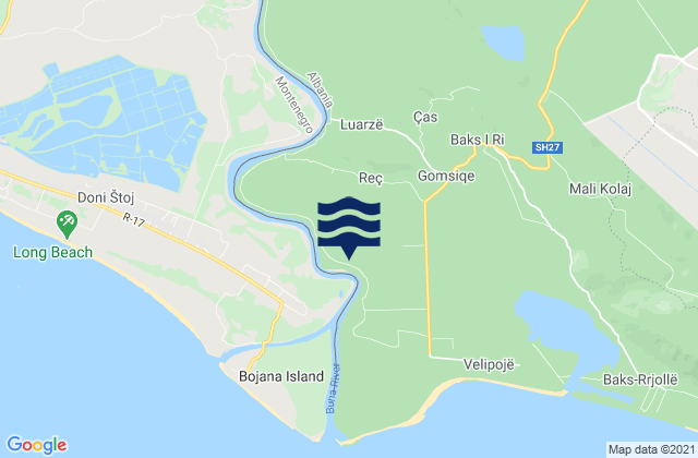 Mapa da tábua de marés em Dajç, Albania