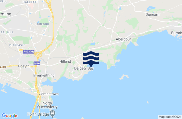 Mapa da tábua de marés em Dalgety Bay Beach, United Kingdom