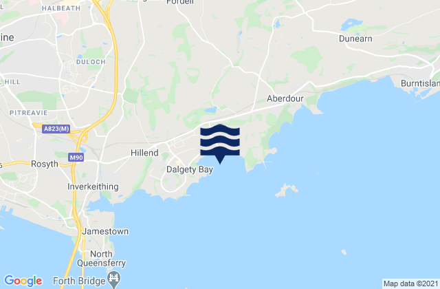 Mapa da tábua de marés em Dalgety Bay, United Kingdom