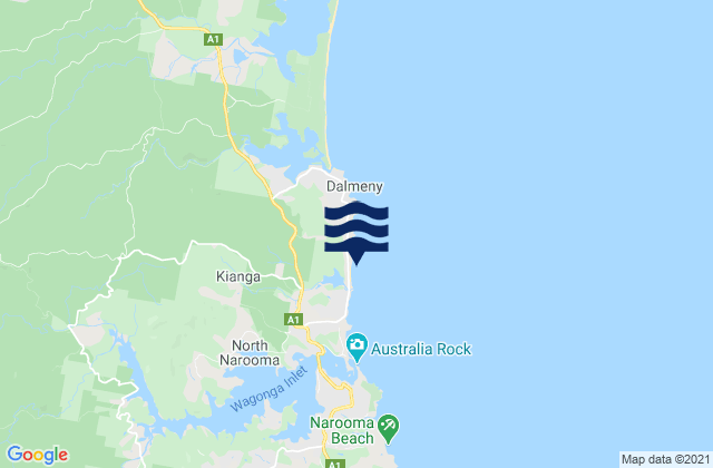 Mapa da tábua de marés em Dalmeny Point, Australia