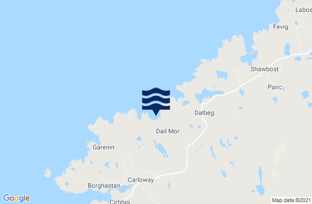Mapa da tábua de marés em Dalmore Bay (Lewis), United Kingdom