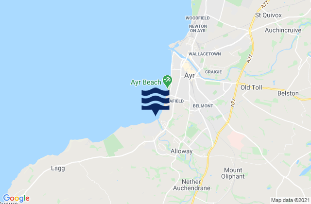 Mapa da tábua de marés em Dalrymple, United Kingdom