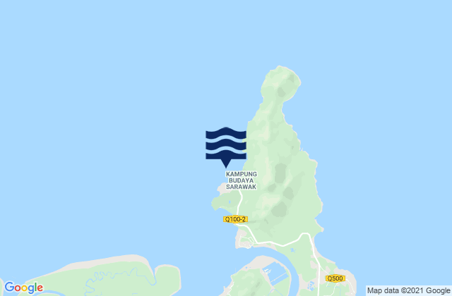 Mapa da tábua de marés em Damai Beach, Malaysia