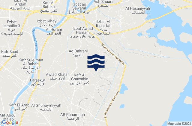 Mapa da tábua de marés em Damietta Governorate, Egypt