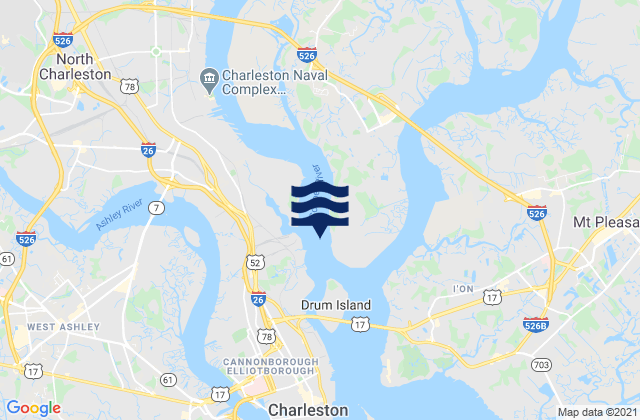 Mapa da tábua de marés em Daniel Island Reach Buoy 48, United States