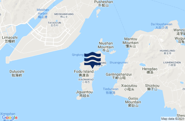 Mapa da tábua de marés em Daotouzui, China