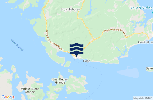Mapa da tábua de marés em Dapa, Philippines