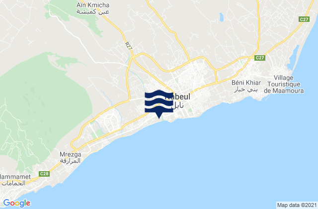 Mapa da tábua de marés em Dar Chaabane El Fehri, Tunisia
