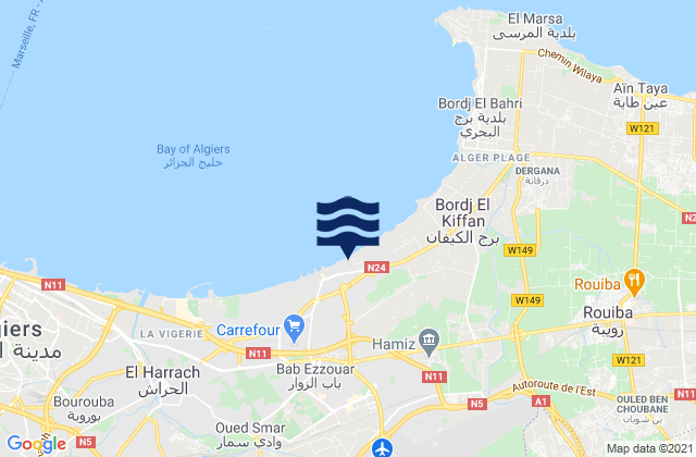 Mapa da tábua de marés em Dar el Beïda, Algeria