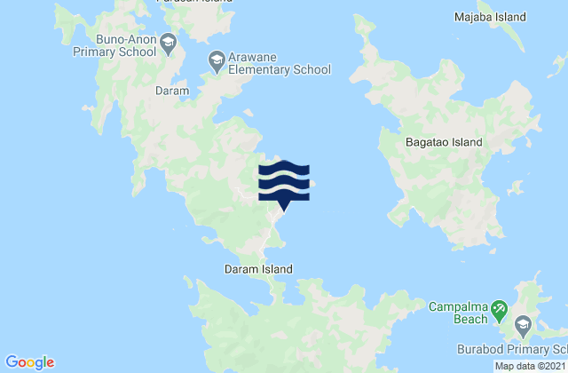 Mapa da tábua de marés em Daram, Philippines