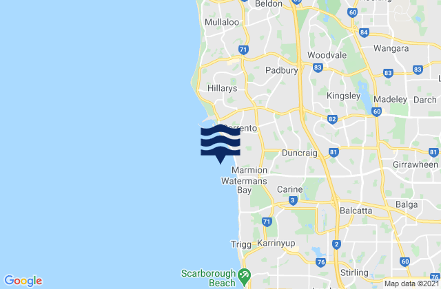 Mapa da tábua de marés em Darch, Australia