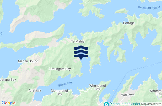 Mapa da tábua de marés em Dartmoor Bay, New Zealand