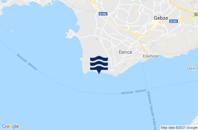 Mapa da tábua de marés em Darıca, Turkey