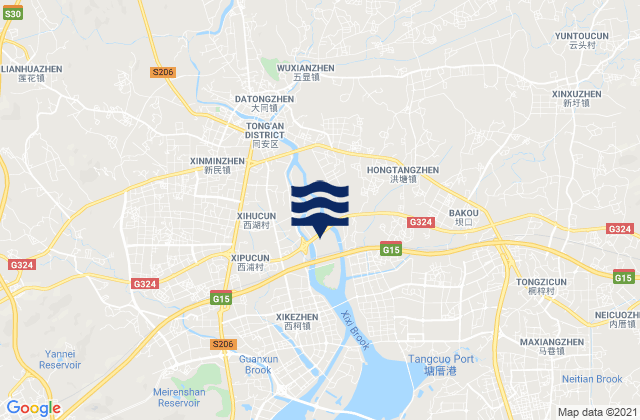 Mapa da tábua de marés em Datong, China