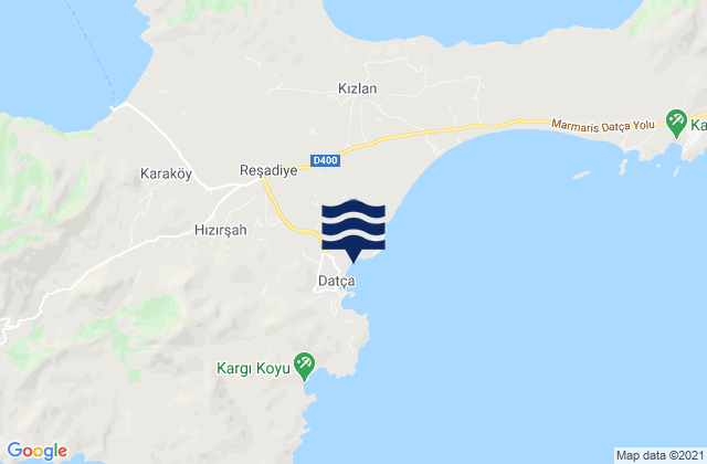 Mapa da tábua de marés em Datça, Turkey