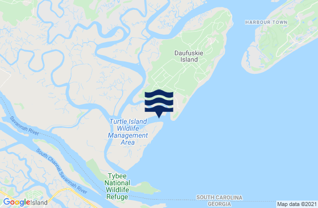 Mapa da tábua de marés em Daufuskie Landing Light south of, United States