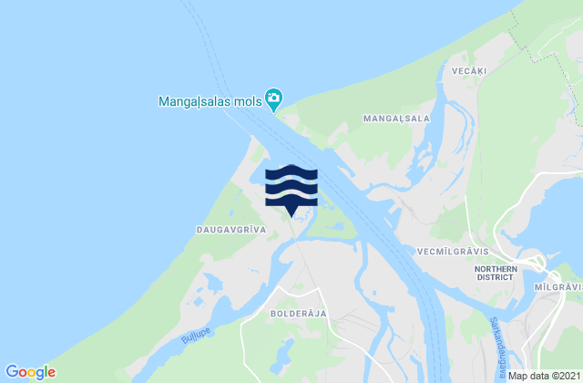 Mapa da tábua de marés em Daugavgrīva, Latvia