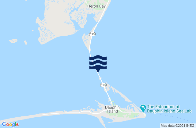 Mapa da tábua de marés em Dauphin Island Causeway, United States