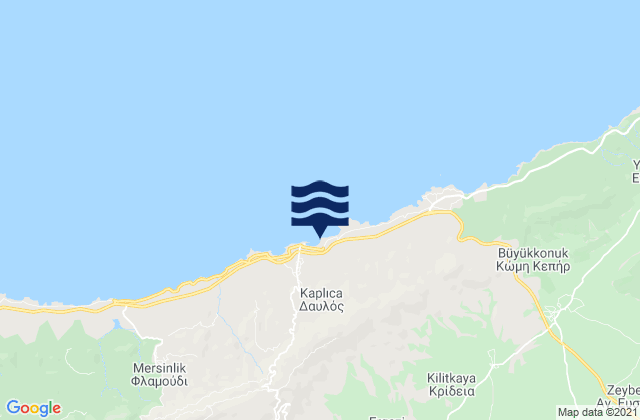 Mapa da tábua de marés em Davlós, Cyprus