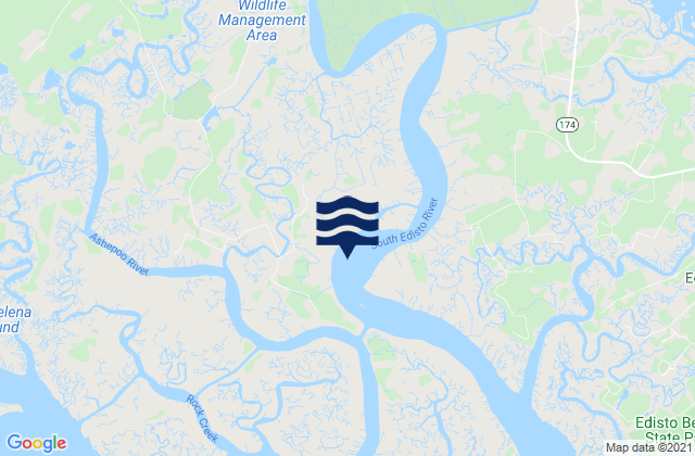 Mapa da tábua de marés em Dawho River, United States