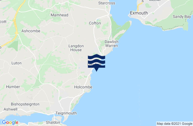 Mapa da tábua de marés em Dawlish Town Beach, United Kingdom
