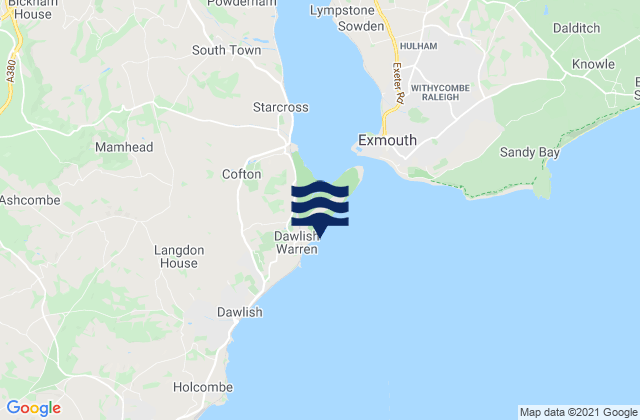 Mapa da tábua de marés em Dawlish Warren Beach, United Kingdom