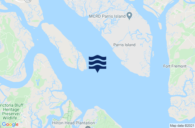 Mapa da tábua de marés em Daws Island SE of Broad River, United States