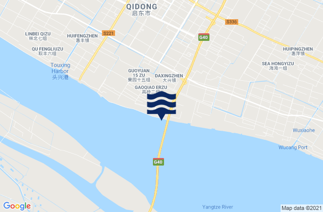 Mapa da tábua de marés em Daxing, China