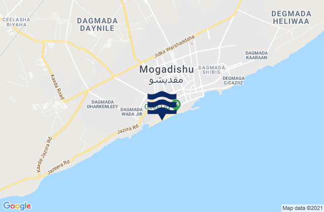 Mapa da tábua de marés em Daynile, Somalia
