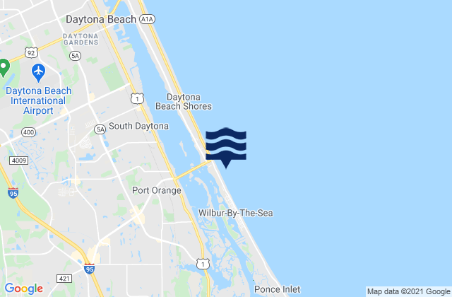 Mapa da tábua de marés em Daytona Beach Shores Sunglow Pier, United States
