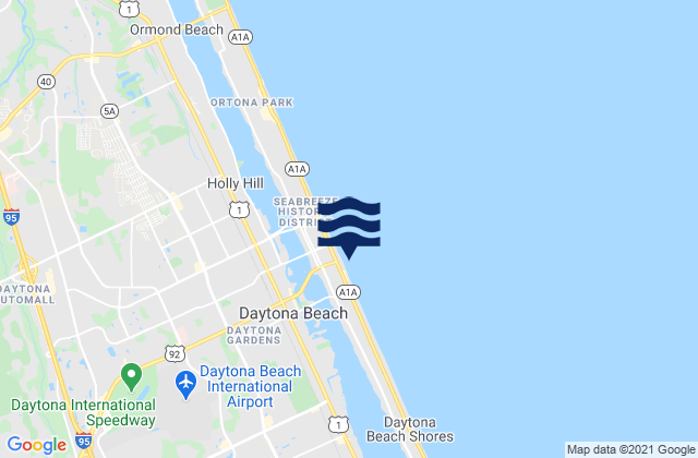 Mapa da tábua de marés em Daytona Beach, United States