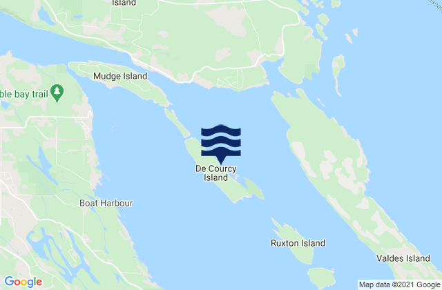 Mapa da tábua de marés em De Courcy Island, Canada