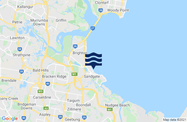 Mapa da tábua de marés em Deagon, Australia