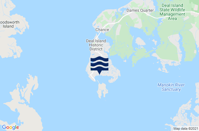 Mapa da tábua de marés em Deal Island, United States