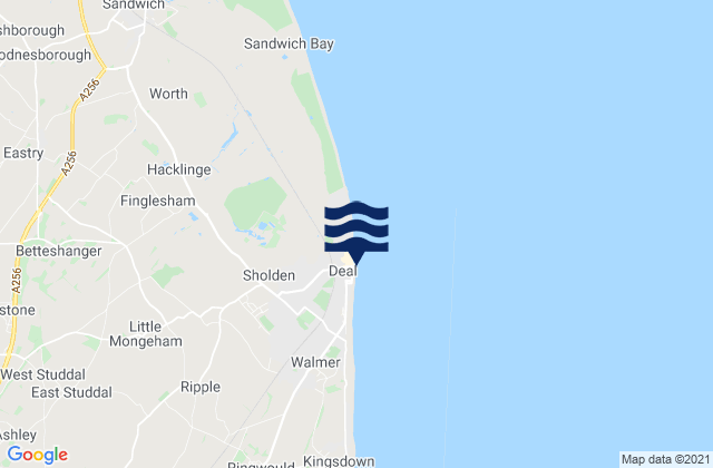 Mapa da tábua de marés em Deal, United Kingdom