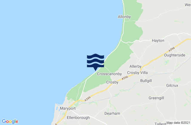 Mapa da tábua de marés em Dearham, United Kingdom