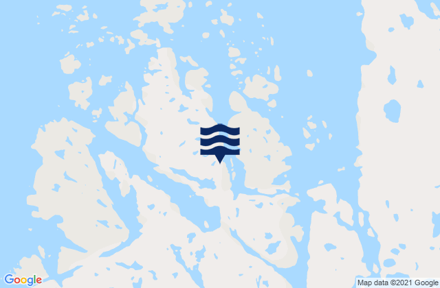 Mapa da tábua de marés em Dease Peninsula, Canada