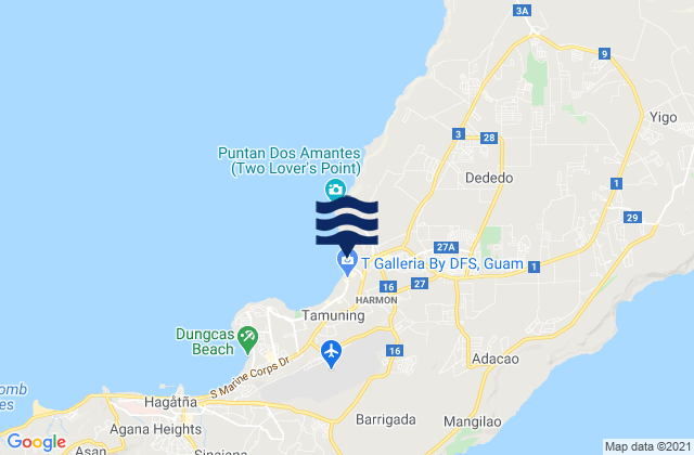 Mapa da tábua de marés em Dededo Village, Guam