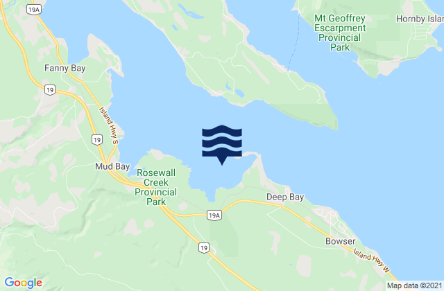 Mapa da tábua de marés em Deep Bay, Canada