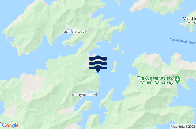 Mapa da tábua de marés em Deep Bay, New Zealand