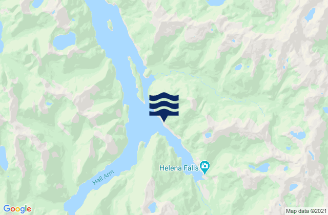 Mapa da tábua de marés em Deep Cove, New Zealand