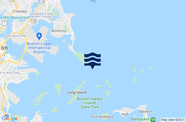 Mapa da tábua de marés em Deer Island Light 0.4 n.mi. east of, United States